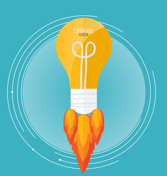 recommend clip art: Light bulb idea. Modern Flat design vector illustration concept.
