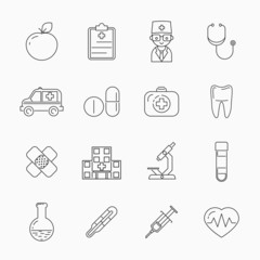 Medicine thin line icons