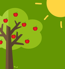 Abstract tree with apples. Vector illustration.