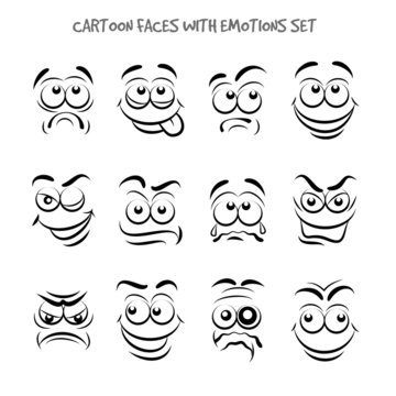 Cartoon faces with emotions set