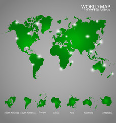 Modern world map, vector illustration.