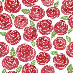 Seamless pattern with watercolor cute roses