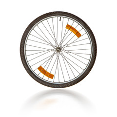 Bicycle wheel on white