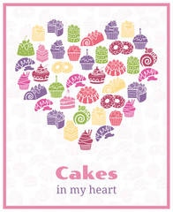 I love cakes. Baking heart shaped sign