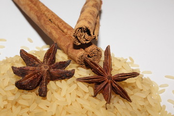 Zimtstangen mit Anissternen und Reis / Cinnamon and Rice
