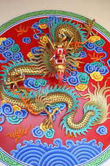 Chinese dragon with colorful statue.