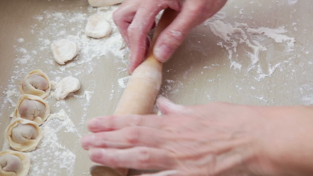 unrolling slices from dough
