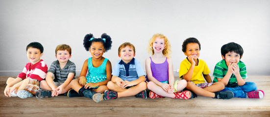 Kids Children Diversity Happiness Group Cheerful Concept
