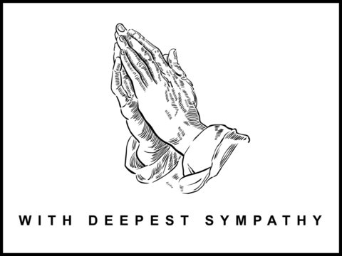 Sympathy Card, Praying Hands, Drawing, Landscape Format, Vector