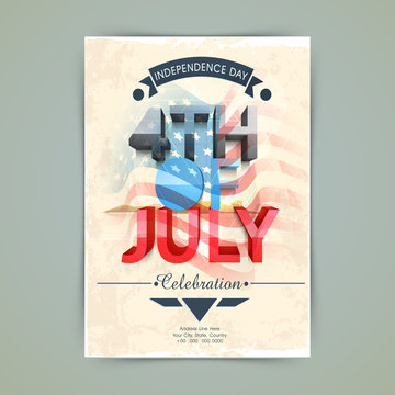 American Independence Day invitation card.