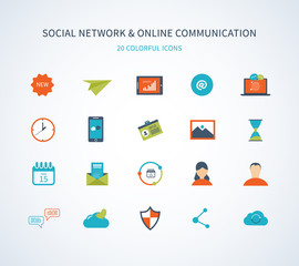 Flat vector design with social network and online communication