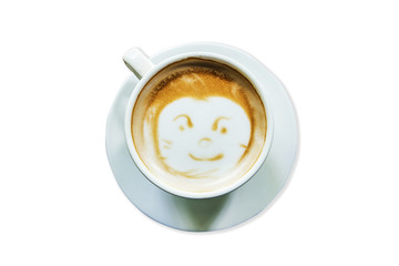above latte coffee on isolate white with clipping path.