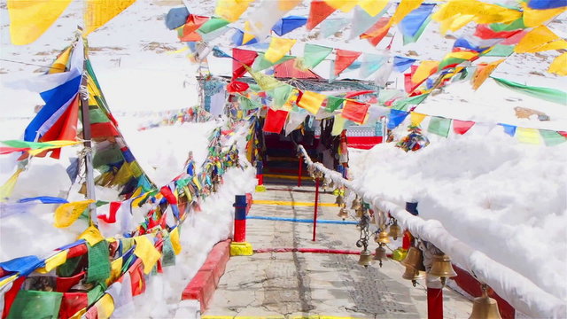 Entrance to Temple at Changla Pass in Leh, Ladakh Region, India