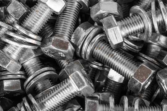 Background from washers, bolts