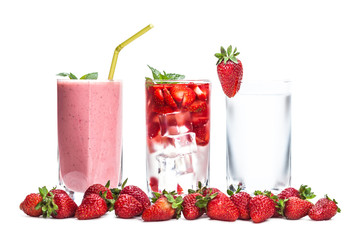 fresh strawberry cocktail closeup