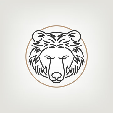 The Bear Head Outline Logo Icon Design.