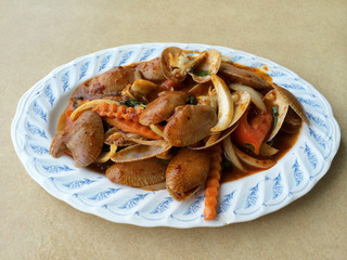 stir fried clams with roasted chili paste