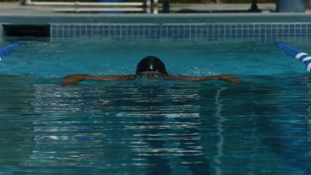 Swimmers training at the pool 