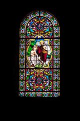 Fototapeta na wymiar Vitraux de l'église saint Thomas, la Flèche, Sarthe
