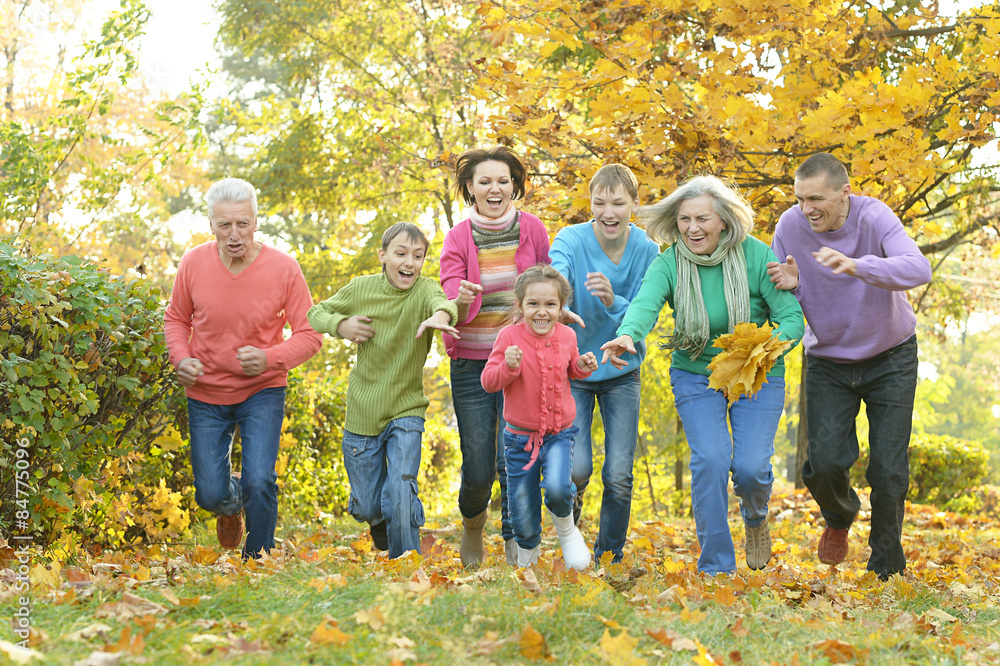 Sticker  family running together