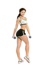 Fototapeta premium woman with dumbbells 
