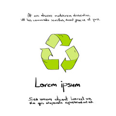 Recycle Symbol Logo Hand Draw Color Icon Vector