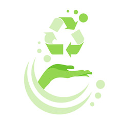 Hand Open Palm Recycle Symbol Logo Green Icon Vector