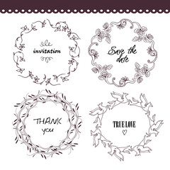 The set of hand drawn vector circular decorative elements for