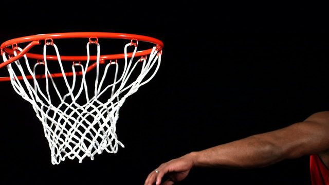 Basketball slam dunk, slow motion