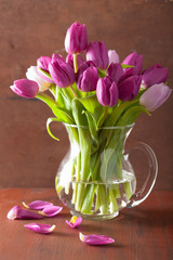 beautiful purple tulip flowers bouquet in vase