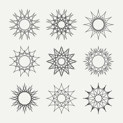 Simple monochrome geometric abstract symmetric shapes set