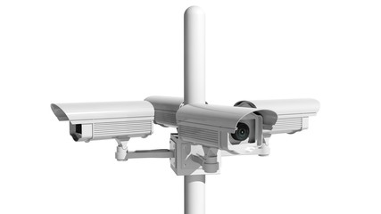 Security surveillance camera isolated on white background