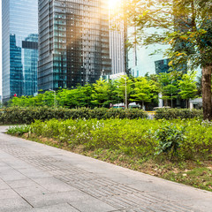 green garden in city