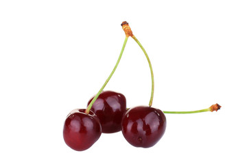Fresh sweet cherries isolated on a white background