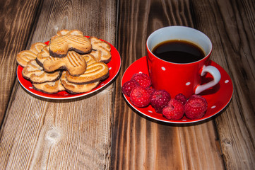 Ripe raspberry and cookies
