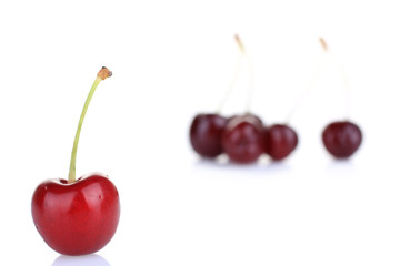 Fresh sweet cherries isolated on a white background