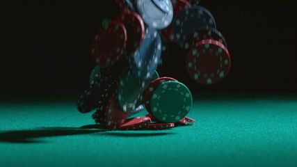 Poker chips falling in slow motion - Powered by Adobe
