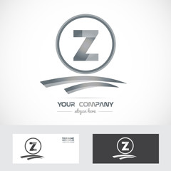 Letter Z silver grey logo icon