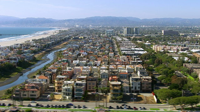 Aerial shot of Venice Beach, California