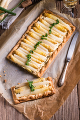 Asparagus tart with feta cheese