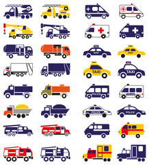 special vehicles icons on white