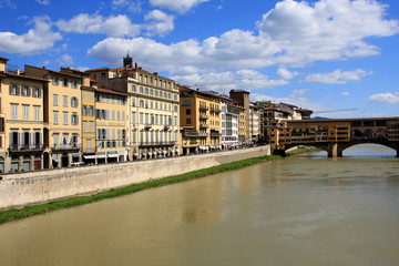 View of Arno river and Old bridge (Ponte Vecchio), Florence, Italy