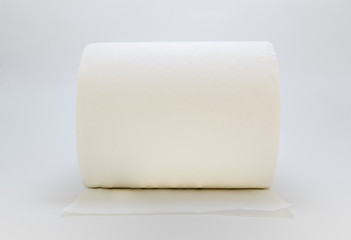 A roll of paper kitchen towels on a light background