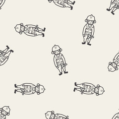 worker doodle seamless pattern background
