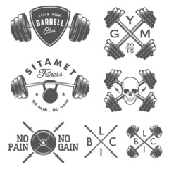 Set of vintage gym emblems, labels and design elements