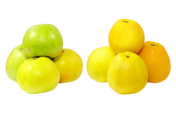 Two heaps of ripe apples.Isolated.