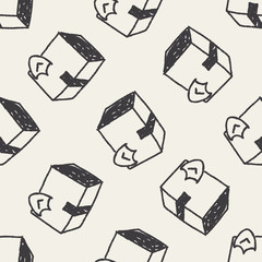 Fototapeta na wymiar shipping box doodle seamless pattern background