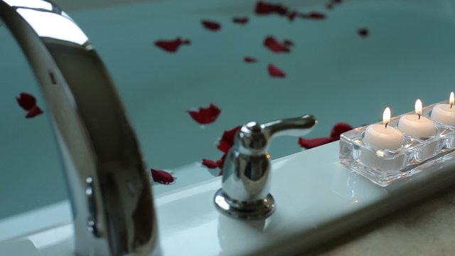 Bathtub roses and candles