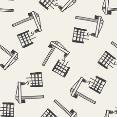 construction doodle seamless pattern background