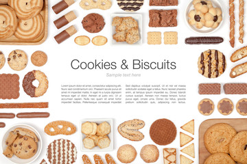 cookies and biscuits on white background 